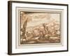 Battle Between Cavalry and Foot Soldiers (Pen and Ink with Brown Wash on Paper)-Jacques Courtois-Framed Giclee Print