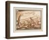 Battle Between Cavalry and Foot Soldiers (Pen and Ink with Brown Wash on Paper)-Jacques Courtois-Framed Giclee Print