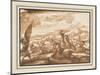 Battle Between Cavalry and Foot Soldiers (Pen and Ink with Brown Wash on Paper)-Jacques Courtois-Mounted Giclee Print