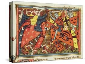 Battle Between Crusaders and Moslems, 14th Century-null-Stretched Canvas