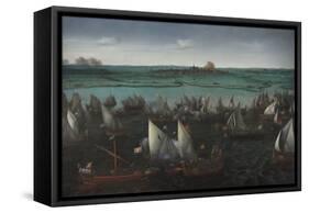 Battle Between Dutch and Spanish Ships on the Haarlemmermeer, C.1629-Hendrick Cornelisz. Vroom-Framed Stretched Canvas