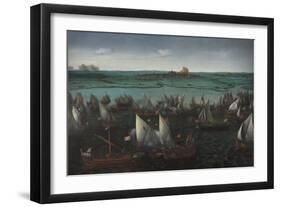 Battle Between Dutch and Spanish Ships on the Haarlemmermeer, C.1629-Hendrick Cornelisz. Vroom-Framed Giclee Print