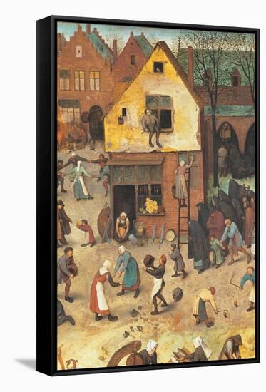 Battle between Lent and Carnival-Pieter Bruegel the Elder-Framed Stretched Canvas