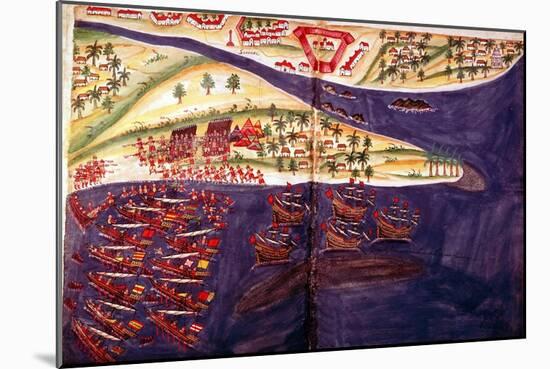Battle Between Muslims and Portuguese at Surat, Gujarat Near Bombay, India, C16th Century-null-Mounted Giclee Print