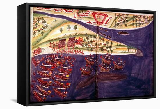 Battle Between Muslims and Portuguese at Surat, Gujarat Near Bombay, India, C16th Century-null-Framed Stretched Canvas