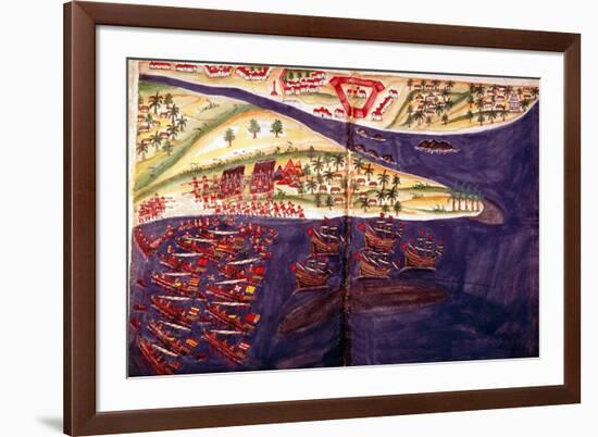 Battle Between Muslims and Portuguese at Surat, Gujarat Near Bombay, India, C16th Century-null-Framed Giclee Print