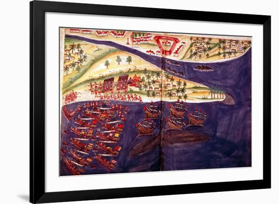 Battle Between Muslims and Portuguese at Surat, Gujarat Near Bombay, India, C16th Century-null-Framed Giclee Print