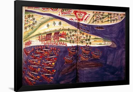 Battle Between Muslims and Portuguese at Surat, Gujarat Near Bombay, India, C16th Century-null-Framed Giclee Print
