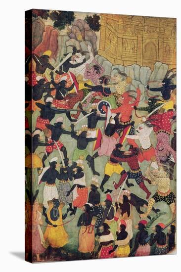 Battle Between the Armies of Rama and Ravana, Moghul-null-Stretched Canvas