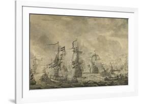 Battle Between the Dutch and Swedish Fleets, in the Sound-Willem van de Velde-Framed Premium Giclee Print