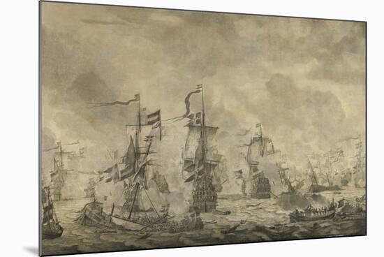 Battle Between the Dutch and Swedish Fleets, in the Sound-Willem van de Velde-Mounted Premium Giclee Print