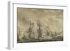 Battle Between the Dutch and Swedish Fleets, in the Sound-Willem van de Velde-Framed Art Print