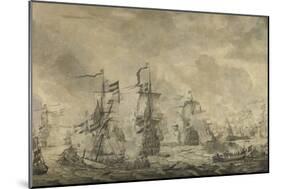 Battle Between the Dutch and Swedish Fleets, in the Sound-Willem van de Velde-Mounted Art Print