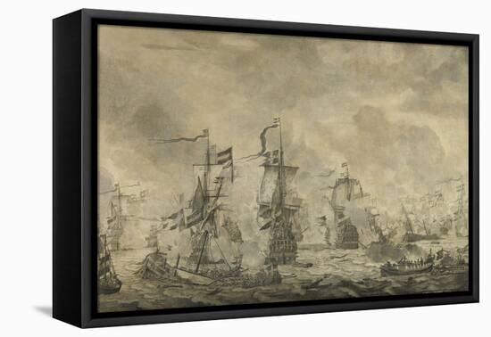 Battle Between the Dutch and Swedish Fleets, in the Sound-Willem van de Velde-Framed Stretched Canvas