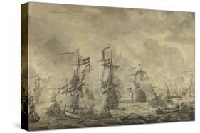 Battle Between the Dutch and Swedish Fleets, in the Sound-Willem van de Velde-Stretched Canvas