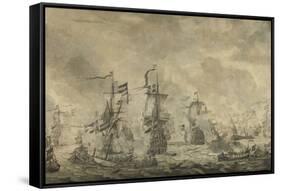 Battle Between the Dutch and Swedish Fleets, in the Sound-Willem van de Velde-Framed Stretched Canvas