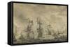 Battle Between the Dutch and Swedish Fleets, in the Sound-Willem van de Velde-Framed Stretched Canvas
