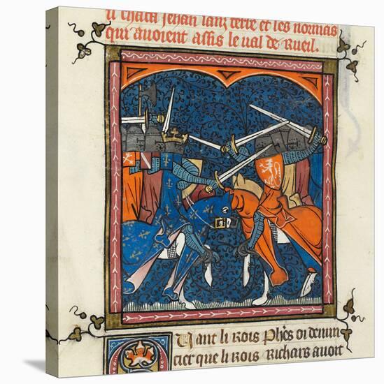 Battle between the French and English from the Grandes Chroniques de France-French-Stretched Canvas