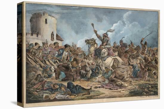 Battle Between the Georgians and Mountain Tribes-Alexander Osipovich Orlowski-Stretched Canvas