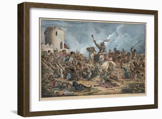 Battle Between the Georgians and Mountain Tribes-Alexander Osipovich Orlowski-Framed Giclee Print