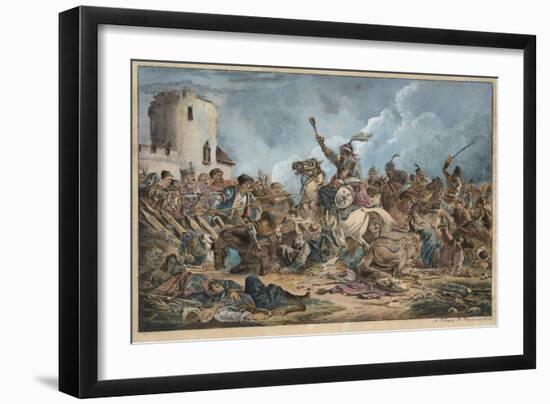 Battle Between the Georgians and Mountain Tribes-Alexander Osipovich Orlowski-Framed Giclee Print