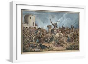 Battle Between the Georgians and Mountain Tribes-Alexander Osipovich Orlowski-Framed Giclee Print