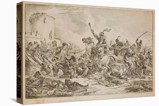 Battle Between the Georgians and the Mountain Tribes, 1826-Alexander Orlowski-Stretched Canvas