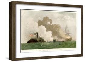 Battle Between the Monitor and the Merrimac, American Civil War, 1862-null-Framed Giclee Print