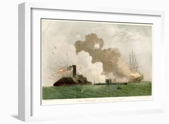 Battle Between the Monitor and the Merrimac, American Civil War, 1862-null-Framed Giclee Print