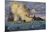 Battle Between the Monitor and the Merrimac, Hampton Roads, 1862-null-Mounted Giclee Print