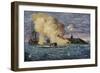 Battle Between the Monitor and the Merrimac, Hampton Roads, 1862-null-Framed Giclee Print