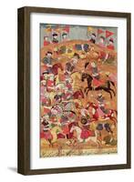 Battle Between the Persians and the Turanians, Illustration from the Shahnama (Book of Kings)-null-Framed Giclee Print