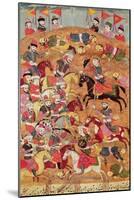 Battle Between the Persians and the Turanians, Illustration from the Shahnama (Book of Kings)-null-Mounted Giclee Print