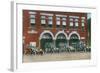 Battle Creek, Michigan - Fire Station No 1 with Firetrucks and Firefighters-Lantern Press-Framed Art Print