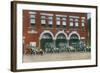 Battle Creek, Michigan - Fire Station No 1 with Firetrucks and Firefighters-Lantern Press-Framed Art Print