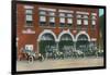 Battle Creek, Michigan - Fire Station No 1 with Firetrucks and Firefighters-Lantern Press-Framed Art Print