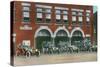 Battle Creek, Michigan - Fire Station No 1 with Firetrucks and Firefighters-Lantern Press-Stretched Canvas