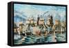 Battle Fleet-Currier & Ives-Framed Stretched Canvas