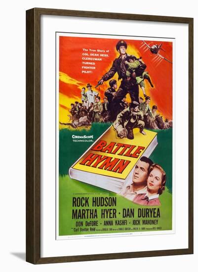 Battle Hymn, Bottom from Left: Rock Hudson, Martha Hyer, 1957-null-Framed Art Print