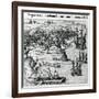 Battle in Jamaica Between Christopher Columbus (1451-1506) and Francisco Poraz-Theodore de Bry-Framed Giclee Print