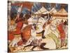 Battle in the Greek Camp, Miniature from Trojan History, Manuscript, Spain 15th Century-null-Stretched Canvas