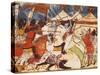 Battle in the Greek Camp, Miniature from Trojan History, Manuscript, Spain 15th Century-null-Stretched Canvas