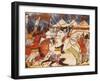 Battle in the Greek Camp, Miniature from Trojan History, Manuscript, Spain 15th Century-null-Framed Giclee Print