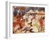 Battle in the Greek Camp, Miniature from Trojan History, Manuscript, Spain 15th Century-null-Framed Giclee Print