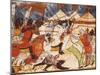 Battle in the Greek Camp, Miniature from Trojan History, Manuscript, Spain 15th Century-null-Mounted Giclee Print