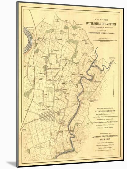 Battle of Antietam - Civil War Panoramic Map - Antietam, MD-Lantern Press-Mounted Art Print