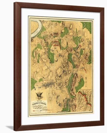 Battle of Antietam - Civil War Panoramic Map - Antietam, MD-Lantern Press-Framed Art Print