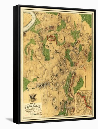 Battle of Antietam - Civil War Panoramic Map - Antietam, MD-Lantern Press-Framed Stretched Canvas