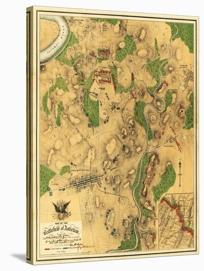 Battle of Antietam - Civil War Panoramic Map - Antietam, MD-Lantern Press-Stretched Canvas