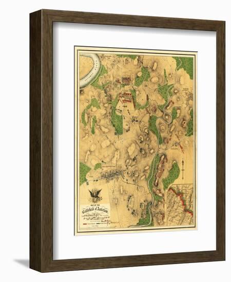 Battle of Antietam - Civil War Panoramic Map - Antietam, MD-Lantern Press-Framed Art Print